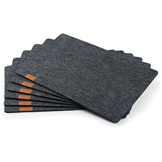 Hoffmann 6er Set Tischsets abwaschbar I Platzsets abwischbar Filz I Tischset Anthrazit Grau 45x30 cm I 6 mm Dick I Placemats I Tischuntersetzer