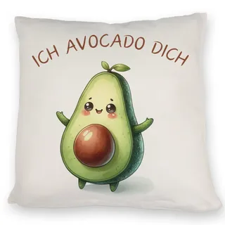 speecheese Avocado Kissen mit Spruch Ich Avocado Dich Niedlich Süß Grün Frucht-Motiv Gesund Lecker Vegetarismus-Freundliche Deko