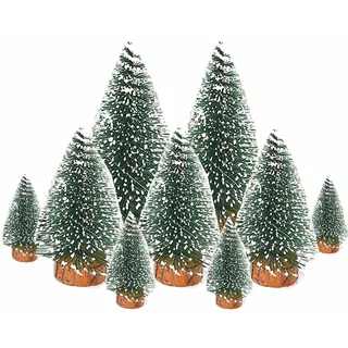 QYDMIN 9 Stück Weihnachtsbaum Mini Künstlich 10/15/20cm Mini Weihnachts Baum Mini Grüner Weihnachtsbaum für Tischdeko mit Schnee-Effek DIY Grün Klein Mini Christbaum für Weihnachten Party