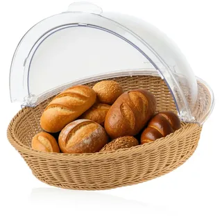 Mahlzeit Brotkorb Rattan Brotkorb mit Rolltop-Deckel, 42 x 39 x 29 cm, geflochten, Kunststoff, (1-tlg), Leicht zu reinigen braun