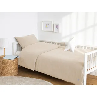 Loolay Kinderbettwäsche MUSSELIN Beige Baumwolle Set viele Größen IKEA passend Kinder Jugend, Atmungsaktive Musselin Bettwäsche - weich & angenehm auf der Haut! beige