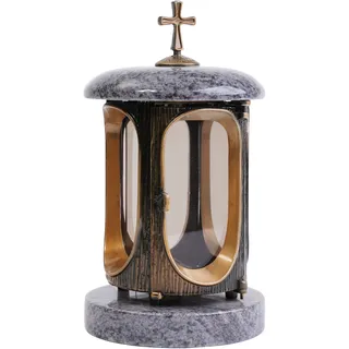 Grab-Lampe Orion Grab-Schmuck Friedhof-Licht Leuchte Kreuz Granit Alu-Guss Gold