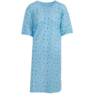 Romesa Nachthemd Damen Kurzarm Florales Design Übergröße 3XL-6XL kleine Knopfleiste Schlafshirt große Größe - 3XL