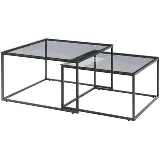 [en.casa] Couchtisch 2er Set Tromlaslo Rauchglas, grau