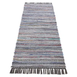 carpetfine Kelim Chindi Wendeteppich 60 x 180 cm Grau