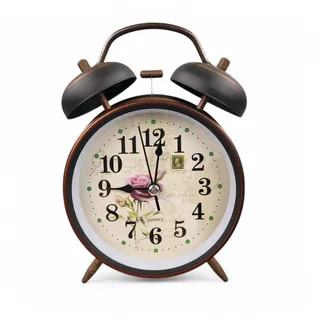 GMMH Retro Analog Wecker, Ohne Ticken, Tischuhr Nachttischuhr Doppelglockenwecker (14-85) Vintage Retro Nostalgie aus Metall, Antik Standuhr Schreibtischuhr Uhr Tischwecker mit Alarm, Weckuhr