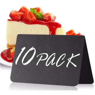 10 Stück - DIN A7 - Kleine Tafeln zum Beschriften - V-Form Kunststoff - Kreidetafel Klein Schwarz - Preisschilder Aufsteller - Mini Tischtafel - Abwischbare Namensschilder - Tischaufsteller
