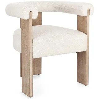 Esszimmerstuhl Agape Boucle, skandinavisches Design mit Armlehne, Natur, gepolstert