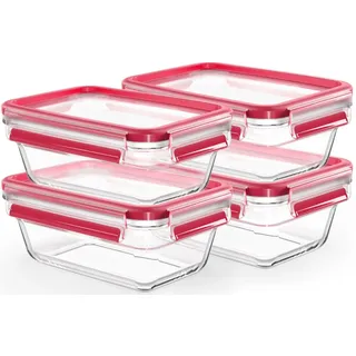 Emsa Frischhaltedose rechteckig rot 13,6 cm x 19,7 cm 0,85 l 4-teiliges Set