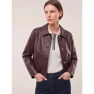 Walbusch Blouson Damen Veganer Blouson Lederoptik kurz Passform Italienisches Kunstleder, Merlot, Hemdkragen, 2 Taschen, pflegeleicht rot 52