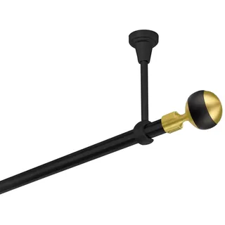 Gardinenstange 140 cm lang 1-läufig schwarz -gold Vorhangstange 19 mm Deckenbefestigung