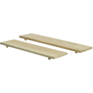 Decoris 2 Tabletts mit Fuß Holz 65x15x3cm hellbraun - Deko Serviertablett - Dekotablett zum Präsentieren - Serving Tray Schlicht - Dekoteller Set Holztablett