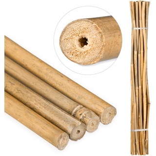 Relaxdays Bambusstäbe 120cm, aus natürlichem Bambus, 25 Stück, Bambusstangen als Rankhilfe oder Deko, zum Basteln, natur