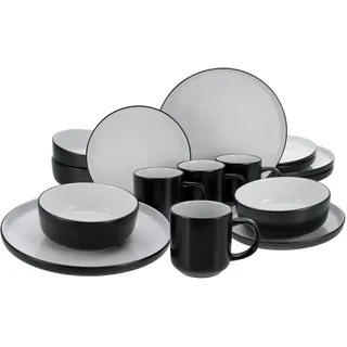 CreaTable NORDIC COOL BLACK Kombiservice 16-tlg. schwarz/weiß