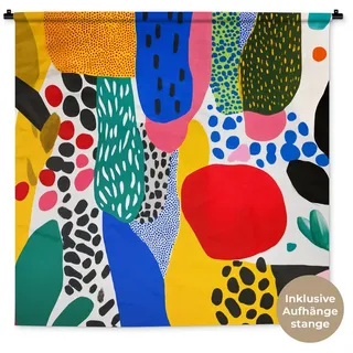 MuchoWow Wandteppich Punkte - Formen - Modern - Farben, Quadratisch, Höhe: 3 mm, Wandtuch, Wanddekoobjekt, 120x120 cm Quadratisch | 120 cm x 120 cm x 3 mm