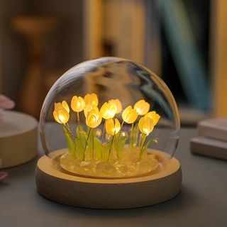 DINOWIN Tulpe Bastelset Nachtlicht DIY Batteriebetrieben Tulpen Nachttischlampe Tischdekoration Geschenkidee Ideale Kunst Bastelgeschenke (20 Tulpen, Gelb)