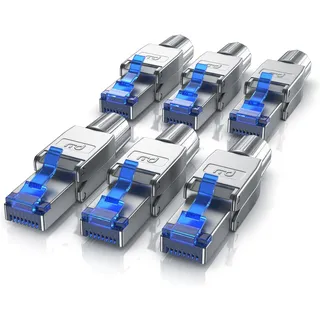 Primewire 6x Netzwerk-Adapter RJ-45 (Ethernet) zu Netzwerkkabel, Netzwerkstecker RJ45 CAT 8 - Gigabit Ethernet LAN Kabel - 40 Gbit/s, silber