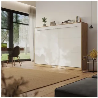 SMARTBett Schrankbett Standard 140x200 cm, Wildeiche Klappbett horizontal/ quer, Gasdruckfedern