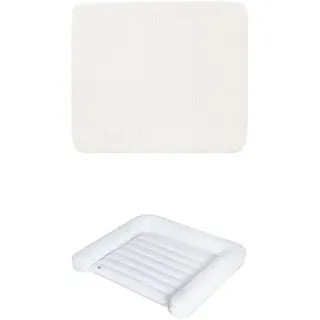 roba Spannbezug für Wickelauflagen 85x75 cm - Bio-Baumwolle, GOTS & Oeko-Tex 100 zertifiziert - Weiß + roba Wickelauflage aufblasbar 85x75 cm, wasserdicht aus Kunststoff