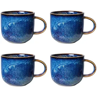 HKliving - Chef Ceramics Becher, 320 ml, rustic blue (4er-Set)