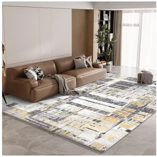 LuxusKollektion Designteppich Teppich Flauschig Gelb Grau 160x230 Schlafzimmer Moderner Schwamm bunt