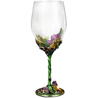 XUDREZ Rot-Weißweinglas, handgefertigt, bemalte Emaille, Blume, Gin, Weinglas, langer Stiel, bleifrei, Kristall-Weingläser,für Frauen Mama Freunde Muttertag