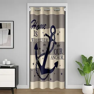 richhome Marine Anker Sterne Tür Vorhang für Kinder, Ozean Maritime Raum Divider Vorhang Abdeckung für Privatsphäre, Streifen Stil Türvorhang 1 Panel, 86x203