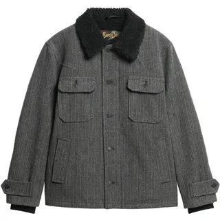 Superdry Merchant Wool Chore Jacke Charcoal Herringbone XL