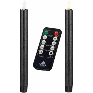 Coen Bakker LED-Kerze Wax Candles (Set, 3-tlg), Stabkerzen Fernbedienung Shabby Timer Dimmer schwarz 23cm schwarz