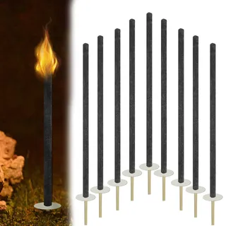 YRHome 100 stück Wachsfackeln Fackeln 100 min Brennzeit Wachs-Fackeln für Wanderung mit langem Griff Handschutz Outdoor Fackeln Gartenfackeln für Nachtwanderung Garten Party