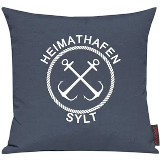 Shirtinstyle Sofakissen Heimathafen Sylt, Kissen, Meer, Heimatort, Stadt, Urlaub, Größe 40 x 40cm, Farbe Blau
