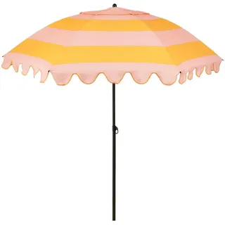 MICA Decoration Neigbarer Sonnenschirm mit Streifenmuster - Stockschirm 238 x Ø195 cm - Garten oder Balkon Sonnenschutz - Polyester, Stahl - Rosa, Orange