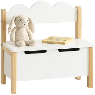 Relaxdays Kinderbank mit Stauraum 90 x 30 x 30 cm Kiefer massiv weiß