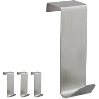 Relaxdays Türhaken Edelstahl 4er Set Silber