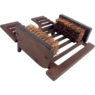 Relaxdays Schuhabstreifer mit Bürsten, Gusseisen, Schuhe & Stiefel, Eingansbereich, Garten, Stiefelabtreter, Braun