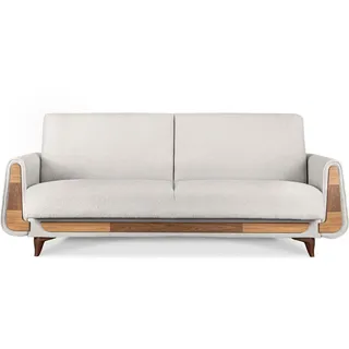 Konsimo Gustavo Sofa 3-sitzer Mit Schlaffunktion, Weiß, - Konsimo®