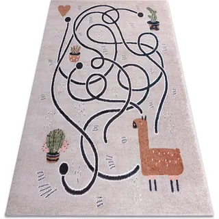 Teppich Fun Game Für Kinder, Spiel, Lama Beige Multicolour 180x270 Cm