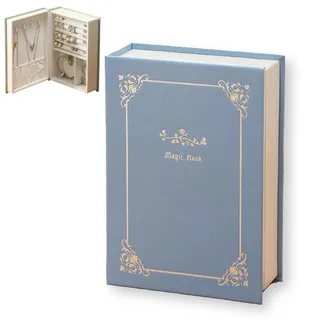 Cyrank Schmuckkästchen für Mädchen, Reise Schmuckkasten Ohrringe, Gefälschtes Buch, Schmuck-Organizer, Tragbarer Schmuck-Aufbewahrungshalter Für Ohrringe, Ringe, Halsketten, Armbänder(Blau)