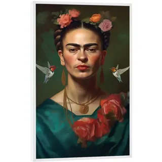 artboxONE Poster mit weißem Rahmen 75x50 cm Floral Frida Kahlo Color - Bild Frida Kahlo Blumen fine Art