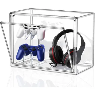 starogegc Upgrade Controller-Halter & Headset-Halter, Kopfhörerständer für Schreibtisch, Acryl-Vitrine und Ständer für Xbox, PS5, PS4, PS3, Switch Pro und fast alle Controller/Kopfhörer, GC-GMC-1P
