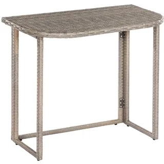 gartenmoebel-einkauf Balkon Klapptisch Bregenz 90x50cm, Stahlgestell + Polyrattan Geflecht grau-beige