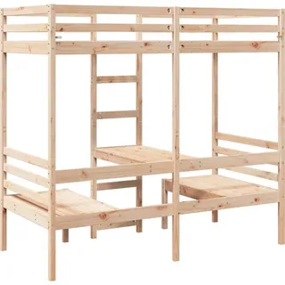 vidaXL Hochbett mit Schreibtisch & Stühlen 80 x 200 cm Kiefer massiv weiß