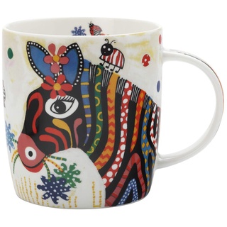 Maxwell & Williams DI0096 Kaffee-Tasse 400 ml – Smile Style – Porzellan bauchig – mit buntem Zebra-Motiv, Geschenkbox