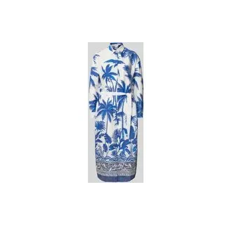 Midikleid mit durchgehender Knopfleiste, Blau, 36