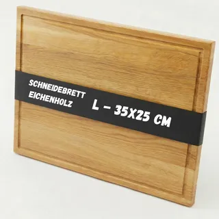 ASTREIN® Schneidebrett Eiche – Massives Holzbrett 35×25 cm – Hochwertiges Küchenbrett aus Eichenholz – Robust, langlebig & messerschonend – Ideal als Schneide‐ & Servierbrett (L | 35x25 cm)