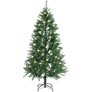 Juskys künstlicher Weihnachtsbaum 210 cm - Baum mit LED Beleuchtung & Ständer - Tannenbaum naturgetreu für drinnen - Christbaum künstlich, beleuchtet