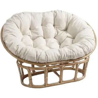 Papasan Rattan-Schaukelstuhlkissen, doppeltes übergroßes Papasan, Eierstuhlkissen Doppeltes Papasan-Stuhlkissen für den Außenbereich, wasserdicht mit Bändern,Weiß,170cmX120cm