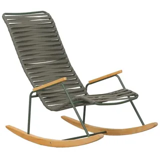 Liadomo Gartenlounge-Sessel Atina Schaukelstuhl, Schaukelsessel für Balkon, Garten, Terrasse (Outdoor-Sessel), Teakholz-Armlehnen & -Kufen, Rope mit Edelstahl-Gestell grün