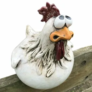 caiduos Huhn Deko Garten Keramik, Resin Garten Hahns Figur, Huhns Zaunhocker Figuren Huhn Wetterfest, Lustige Hahnes Gartenstatue, Zauns Gartendeko, für Außenbereich Zauns Terrasse Balkon