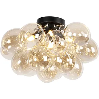 QAZQA - Design Deckenleuchte I Deckenlampe I Lampe I Leuchte schwarz mit Braunglas 4-flammig Lampen - Uvas I Wohnzimmer I Schlafzimmer - Kugel I Ku... - Gold